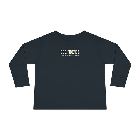 Toddler Long Sleeve Tee - "GOD.FIDENCE™ is my superpower"