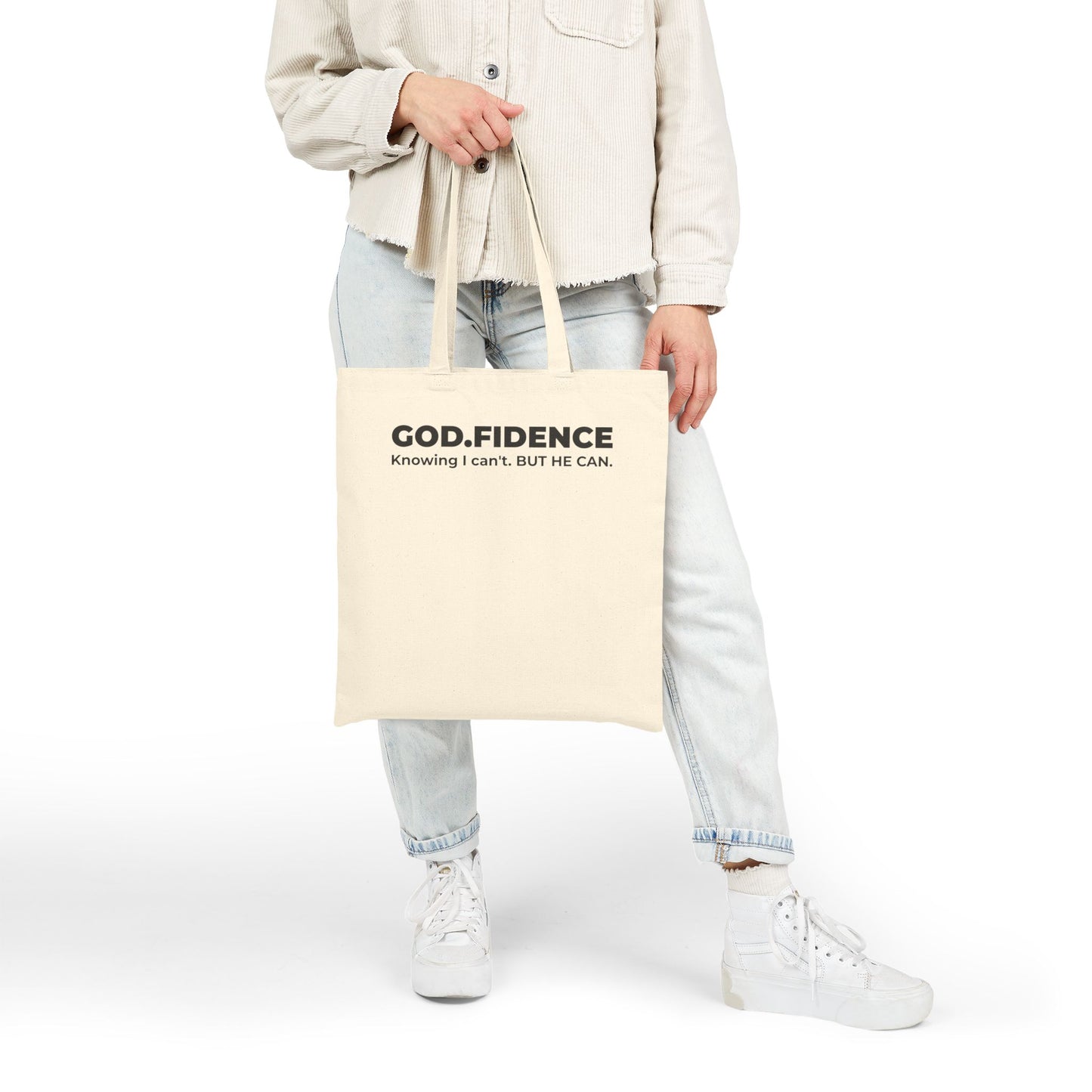 The GOD.FIDENCE™ Canvas Tote —  Inspirational Faith Grocery Bag